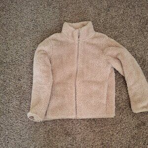 Uniqlo Womens tan fuzzy jacket, size M